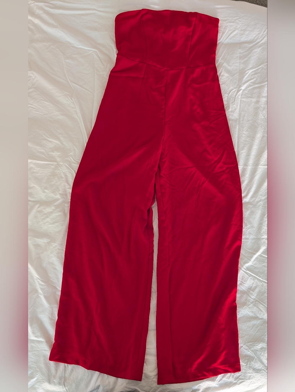Wild Fable Red Strapless Body Con Wide Leg Jumpsuit